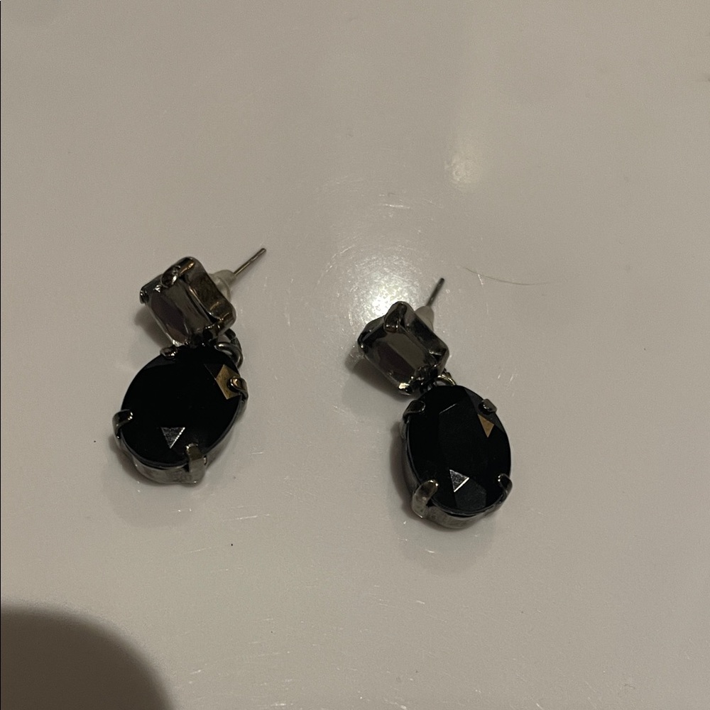 Black Faceted Drop Earrings - Women's Jewelry